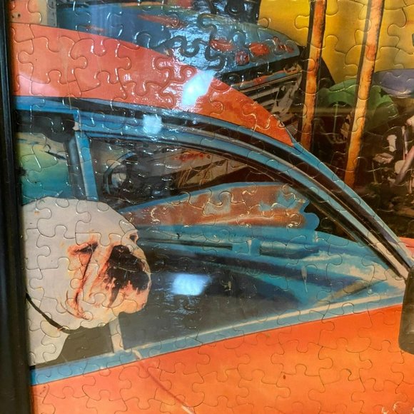 Framed Puzzle Picture Old Nostalgic Cars Motorcycles Trucks Dogs Bel Aire Motel - Picture 6 of 8